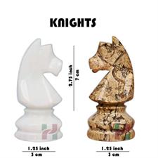 Coral & White Marble American Series Chess Pieces Set - Luxury Handcrafted Game Pieces