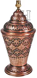 Handmade Engraved Copper Bedside Table Lamp with Brass Fitting – Traditional Vintage Style Decorative Nightstand Lighting for Bedroom, Living Room & Home Décor