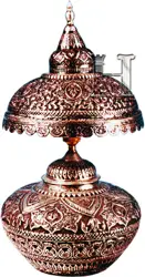 Imperial Hand-Etched Copper Table Lamp with Dome Shade – Vintage Copper Finish Bedside Nightstand Light, Handmade Engraved Home Décor Lighting