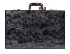 Luxury Black Croco Faux  Leather Attache Backgammon Set – 21x14x3 Inches Closed, Inlaid Playing Points, Portable Travel Case