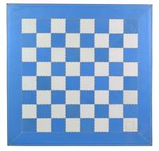 Luxury Sky Blue Leather Chess Set with Zig-Zag Stitching – Marble Checkers with Metallic Edges & Leather Storage Tube