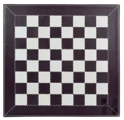 Burgundy Genuine Cow Leather Roll-Up Chess Set with Marble Checkers | Luxury Travel Chess Set with Leather Storage Tube