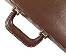 Chestnut Brown PU Leather Chess Set Storage Box with Gold-Plated Locks, Hinges, and Sturdy Carry Handle