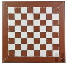 Luxury Walnut Brown Leather Rollup Chess Set – Marble Checkers, Metallic Trim, Zig-Zag Stitching & Leather Storage Tube