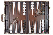 Elegant Multi-Toned Rustic Color Faux Leather Attache Backgammon Set – Snake Skin Texture, Inlaid Points, Dice Cups, and Attache Case