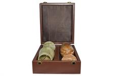 Chocolate Brown PU Leather Storage Box for Green Onyx Wine Glasses | Stylish & Durable Organizer 