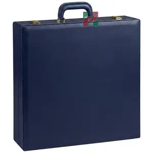 Navy Blue PU Leather Chess Set Storage Box - Elegant Organizer for Chess Pieces and Board