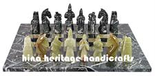 Black Zebra & Green Onyx Royal Bishop Series Luxury Chess Set with Premium Faux Leather Storage Box – Handcrafted Stone Chess Pieces