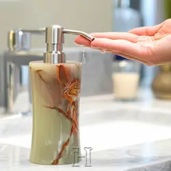 Elegant Green Onyx Marble Soap Pump | Natural Stone Soap Dispenser for Sink Countertop