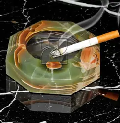 Premium Hexagon Green Onyx Stone Ash Tray 6 Inch – Elegant Handcrafted Cigarette Tray for Smokers