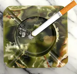 Handmade 6x6 Inch Green Onyx Square Ash Tray – Luxury Marble Smoking Tray for Patio or Lounge