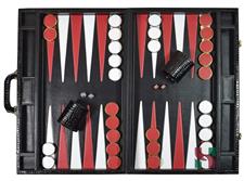 Luxury Black Croco Faux  Leather Attache Backgammon Set – 21x14x3 Inches Closed, Inlaid Playing Points, Portable Travel Case