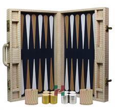 Luxury Fawn Crocodile Textured Faux Leather Backgammon Attache – 21x14x3” with Inlaid Playing Points