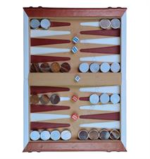 Elegant Leather Book-Shaped Backgammon Set with Marble Checkers & Metallic Edges – Perfect Gift for Gamers & Decor