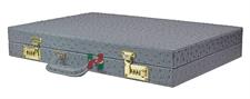 Luxury Gray Ostrich-Textured Faux Leather Backgammon Attache – 21x14x3” Case with Inlaid Playing Points