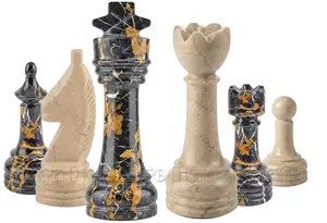 Luxury Michael Angelo and Verona Marble Chess Pieces Set – Hand-Carved Natural Stone Chessmen Set for Standard Boards