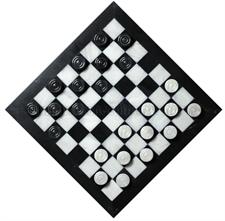 Premium Quality Black & White Marble Checkers Set – Elegant Game for Home Decor