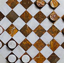 Elegant Red Onyx and White Marble Draught Checker Set - Premium Quality Board Game for Family Fun, Home Decor, and Gift Giving