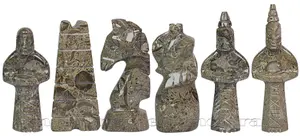Handmade Jet Black & Oceanic Marble Royal Bishop Series Chess Pieces Set – Luxury Natural Stone Chessmen for Collectors & Gifts