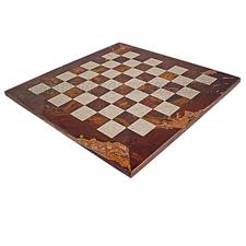 Luxurious Red Onyx & Botticina Marble Chess Set - Customizable Borders in Botticina or Red Onyx