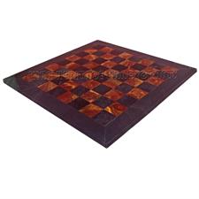 Red Onyx & Jet Black Marble Chess Board with Customizable Borders | Elegant Chess Set