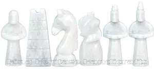 Handcrafted Oceanic and White Marble Royal Bishop Series Chess Pieces Set – Luxury Natural Stone Chessmen for Collectors and Giftsural Stone Chess Pieces