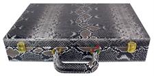 Premium Walnut Brown Snake Textured PU Leather Chess Set Storage Box - Elegant and Durable Organizer for Chess Pieces, Board, and Accessories