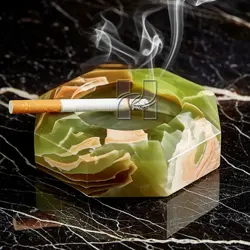 Premium Hexagon Green Onyx Stone Ash Tray 6 Inch – Elegant Handcrafted Cigarette Tray for Smokers
