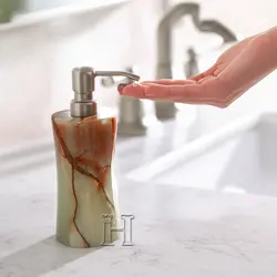 Elegant Green Onyx Marble Soap Pump | Natural Stone Soap Dispenser for Sink Countertop