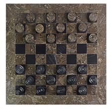 Premium Oceanic & Jet Black Marble Checker Set – Elegant Marble Game Board Collection
