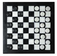 Premium Quality Black & White Marble Checkers Set – Elegant Game for Home Decor