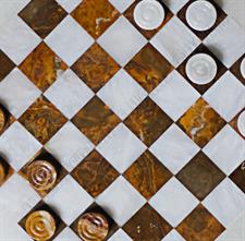 Elegant Red Onyx and White Marble Draught Checker Set - Premium Quality Board Game for Family Fun, Home Decor, and Gift Giving