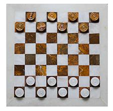 Elegant Red Onyx and White Marble Draught Checker Set - Premium Quality Board Game for Family Fun, Home Decor, and Gift Giving