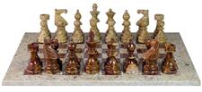 Luxury Coral & Red Onyx Marble European Chess Set with Faux Leather Storage Box – Handcrafted Elegance