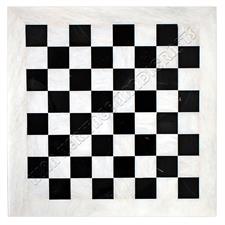 Elegant Jet Black & White Marble Chess Board with Customizable Border Variants – Premium Quality Chess Set