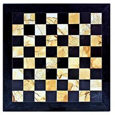 Premium Jet Black & Burma Teak Marble Chess Board with Elegant Border Variants – Handcrafted Luxury Chess Set