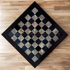 Oceanic & Jet Black Marble Chess Board with Border Variants – A Masterpiece of Elegance and Craftsmanship
