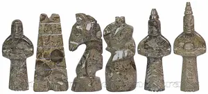 Handcrafted Oceanic and White Marble Royal Bishop Series Chess Pieces Set – Luxury Natural Stone Chessmen for Collectors and Giftsural Stone Chess Pieces