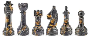 Luxury Michael Angelo and Verona Marble Chess Pieces Set – Hand-Carved Natural Stone Chessmen Set for Standard Boards