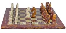 Royal Bishop Series Red Onyx & Coral Marble Chess Set with Luxe Faux Leather Storage Box – Handcrafted Elegance for Collectors & Champions
