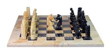 Luxury Burma Teak & Jet Black Marble Chess Set – Royal Bishop Series with Faux Leather Storage Box