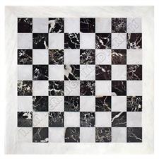 Luxury Black Zebra & White Marble Chess Set with Custom Black or White Border Variants
