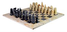Luxury Burma Teak & Jet Black Marble Chess Set – Royal Bishop Series with Faux Leather Storage Box