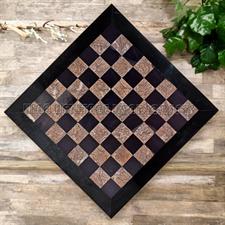 Jet Black & Marina Pink Marble Chess Board - Elegant 2-Tone Chess Set with Custom Variant Borders