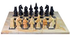 Luxury Burma Teak & Jet Black Marble Chess Set – Royal Bishop Series with Faux Leather Storage Box