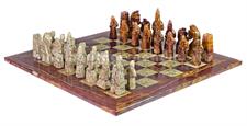 Royal Bishop Series Red Onyx & Coral Marble Chess Set with Luxe Faux Leather Storage Box – Handcrafted Elegance for Collectors & Champions