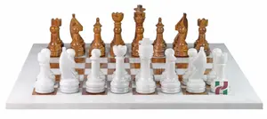 Luxurious Red Onyx & White Marble Chess Set with PU Leather Storage Box – Handmade, Elegant, and Durable
