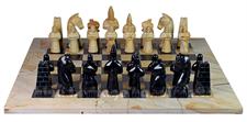 Luxury Burma Teak & Jet Black Marble Chess Set – Royal Bishop Series with Faux Leather Storage Box