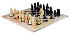 Luxury Burma Teak & Jet Black Marble Chess Set – Royal Bishop Series with Faux Leather Storage Box