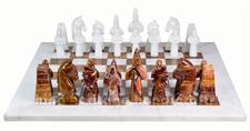 Luxury White Marble & Red Onyx Chess Set – Royal Bishop Series with Faux Leather Storage Box